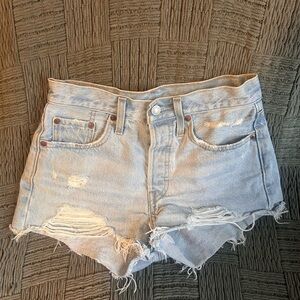 Levi's Distressed Light Denim Shorts